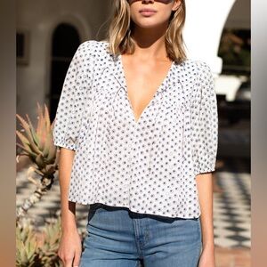 Emerson Fry Puff Isla Top Signet Indigo Organic XS/ S